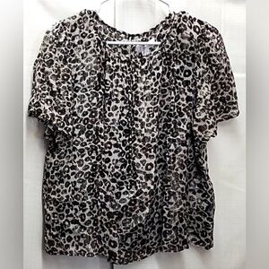 Velvet by Graham & Spencer Black and Brown Short Sleeve Blouse NWOT